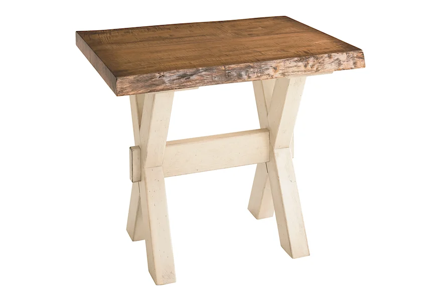 Bench Made Maple Cross Buck Live Edge End Table by Bassett at Esprit Decor Home Furnishings